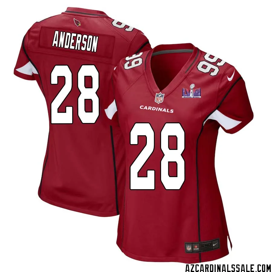 Owen Anderson No 28 Arizona Cardinals Super Bowl LVIII Home Game Jersey Cardinal for Women 1