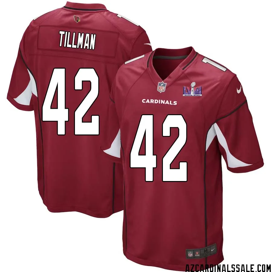 Pat Tillman No 42 Arizona Cardinals Super Bowl LVIII Home Game Jersey Cardinal for Men 1