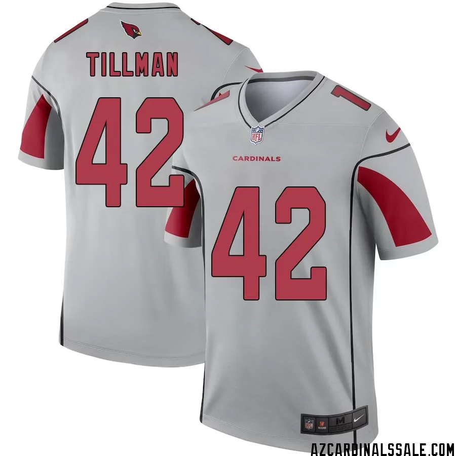 Pat Tillman No 42 Men Silver Arizona Cardinals Inverted Legend Jersey 1