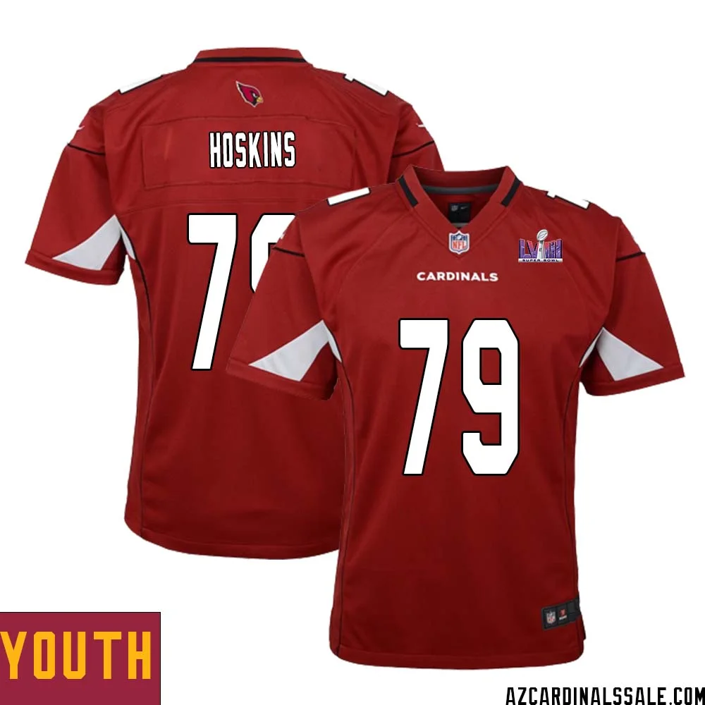 Phil Hoskins No 79 Arizona Cardinals Super Bowl LVIII Home Game Jersey Cardinal for Youth 1