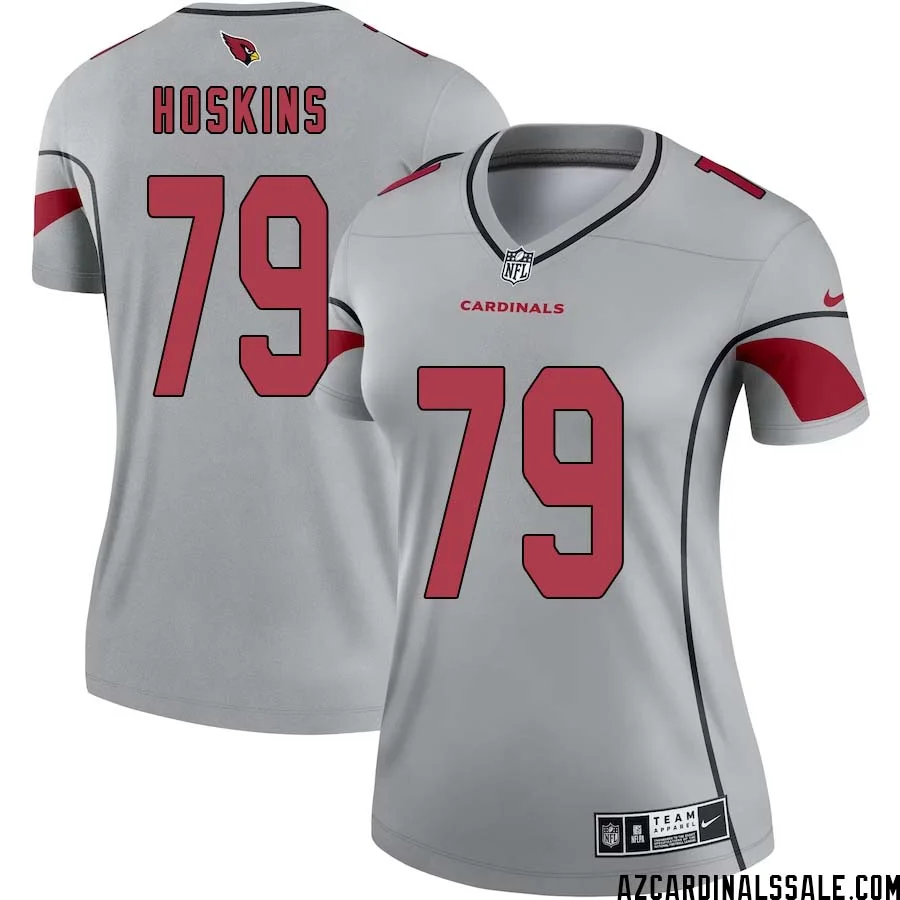 Phil Hoskins No 79 Women Silver Arizona Cardinals Inverted Legend Jersey