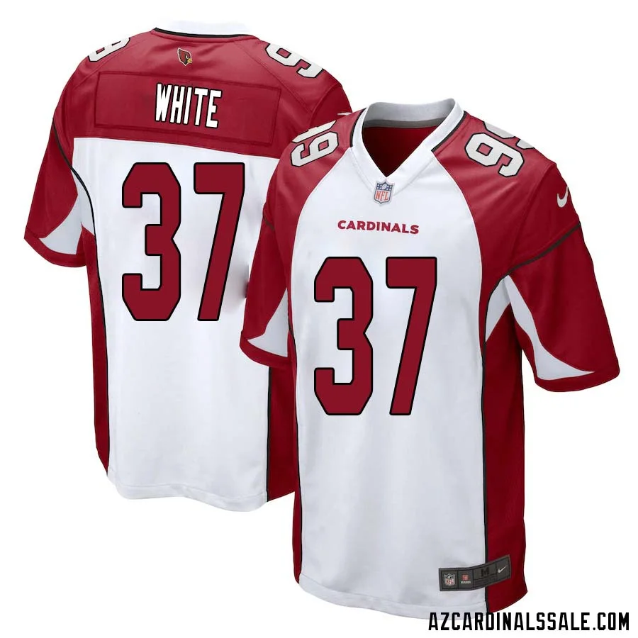 Quavian White No 37 Arizona Cardinals Away Game Jersey Cardinal for Men