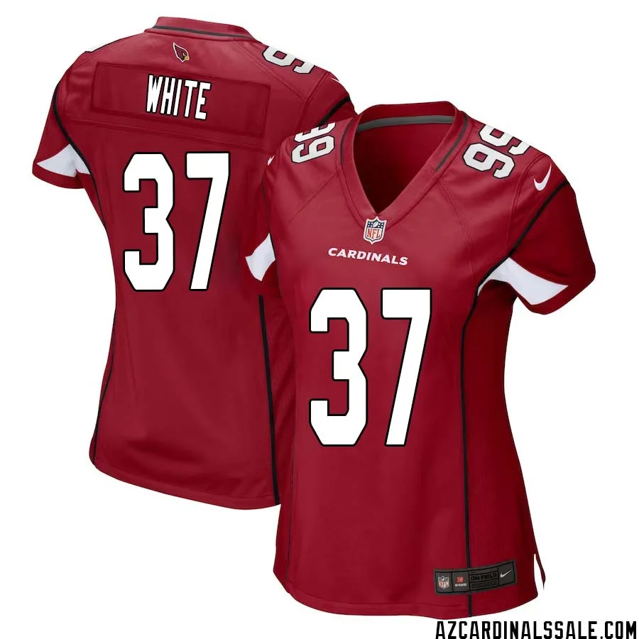 Quavian White No 37 Arizona Cardinals Home Game Jersey Cardinal for Women 1