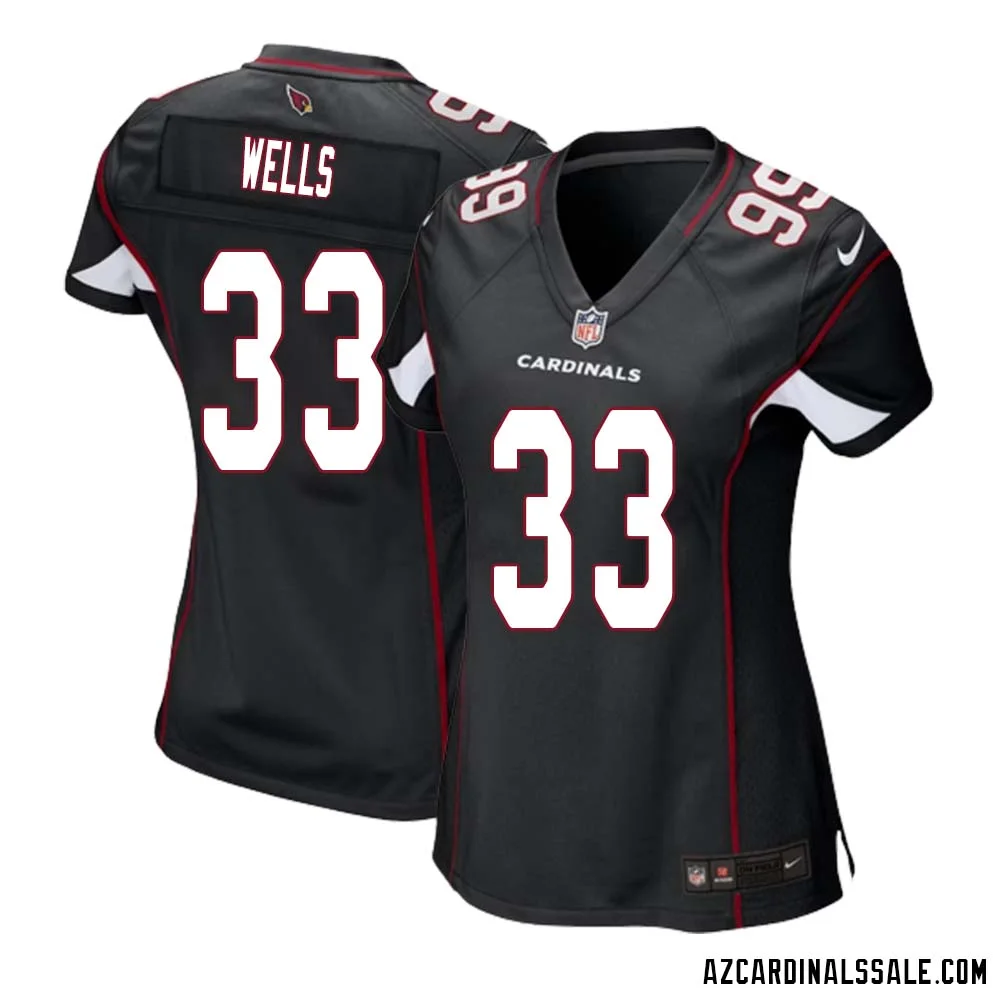 Reggie Wells No 33 Arizona Cardinals Black Alternate Game Jersey Cardinal for Women