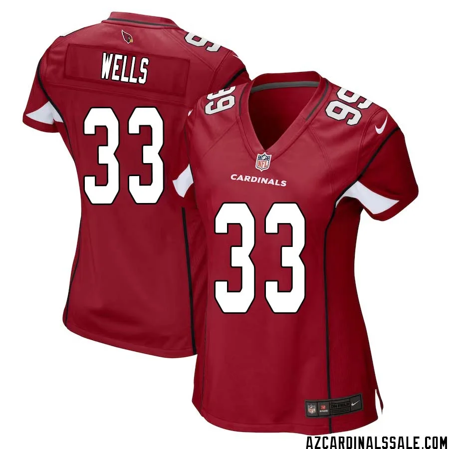 Reggie Wells No 33 Arizona Cardinals Home Game Jersey Cardinal for Women 1
