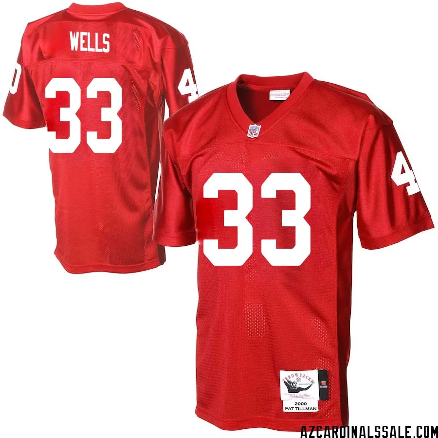 Reggie Wells No 33 Men Arizona Cardinals Mitchell Ness Cardinal Authentic Throwback Jersey