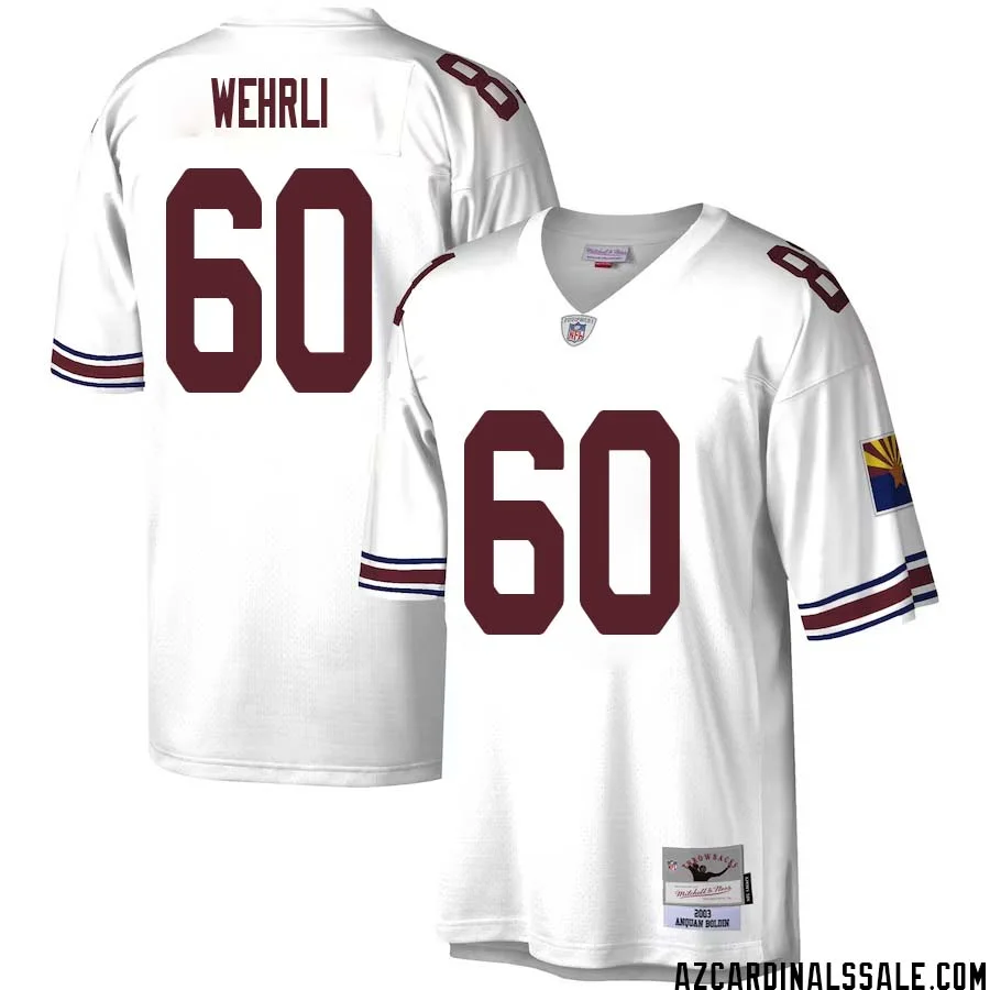 Roger Wehrli No 60 Men Mitchell Ness White Arizona Cardinals Legacy Replica Jersey 1