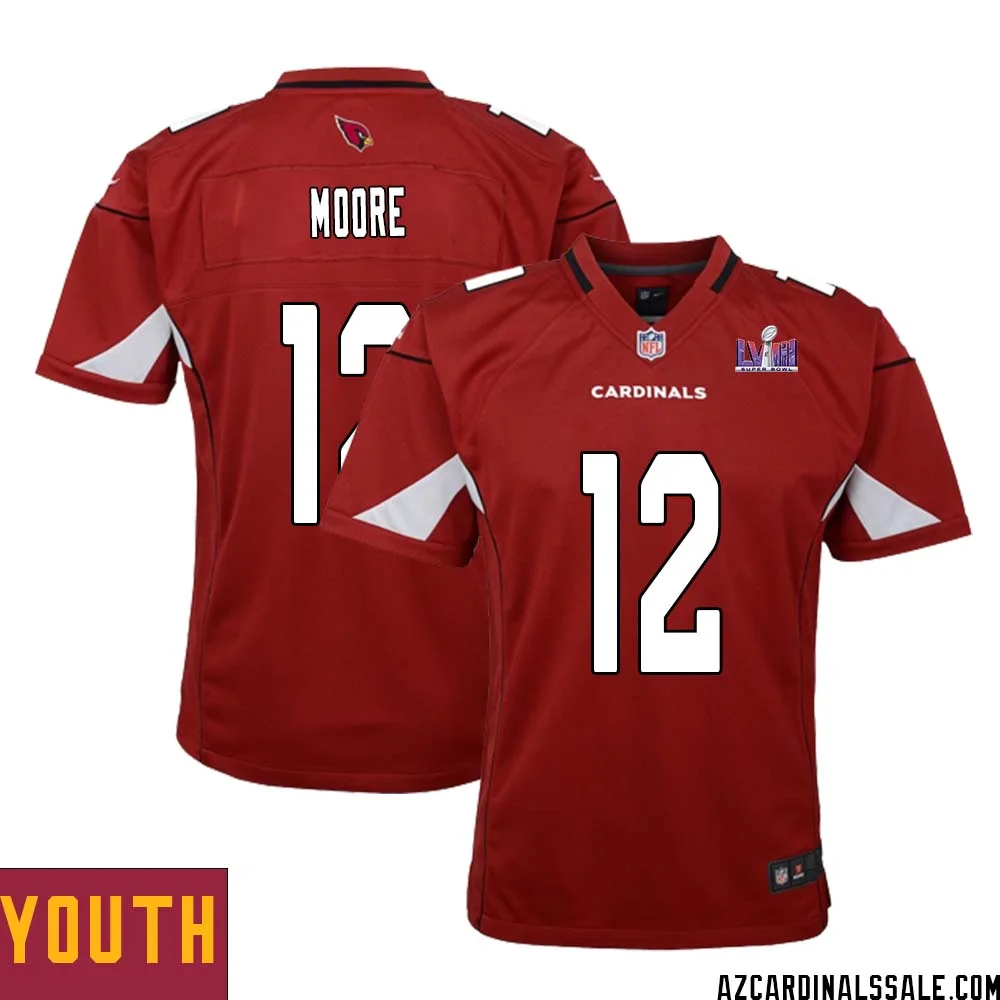 Rondale Moore No 12 Arizona Cardinals Super Bowl LVIII Home Game Jersey Cardinal for Youth 1