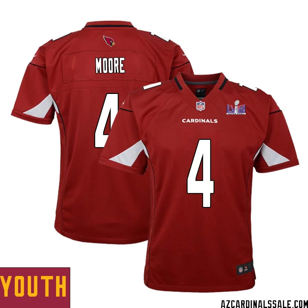 Rondale Moore No 4 Arizona Cardinals Super Bowl LVIII Home Game Jersey Cardinal for Youth 1
