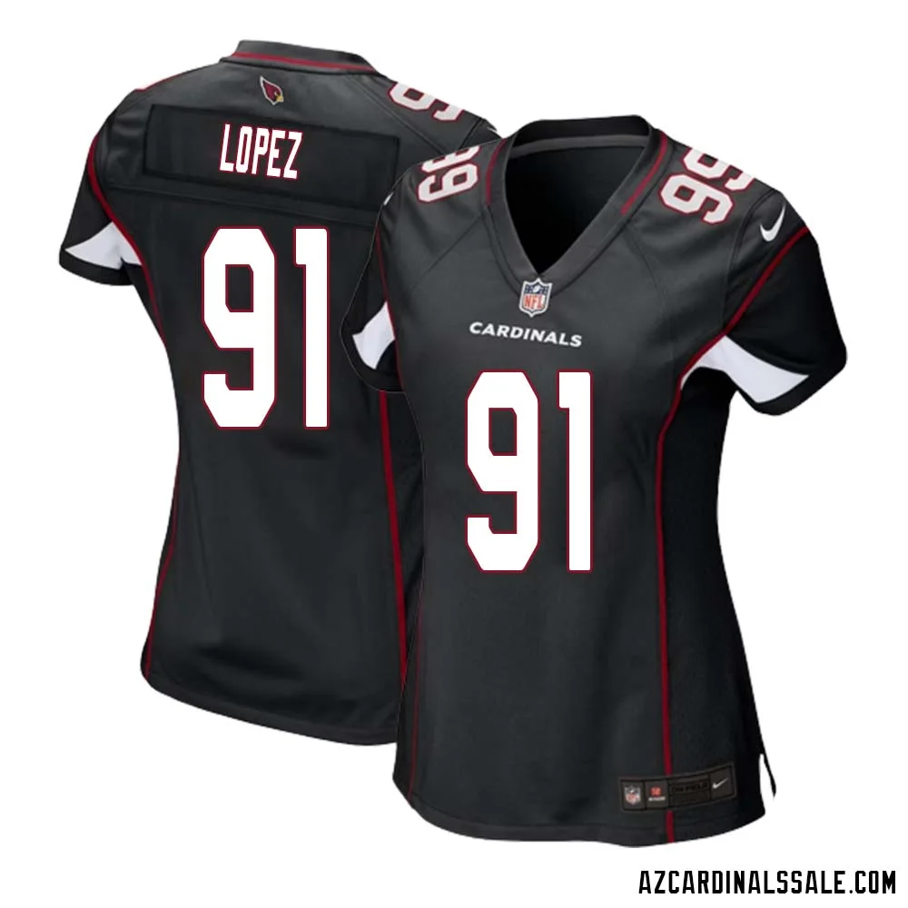 Roy Lopez No 91 Arizona Cardinals Black Alternate Game Jersey Cardinal for Women