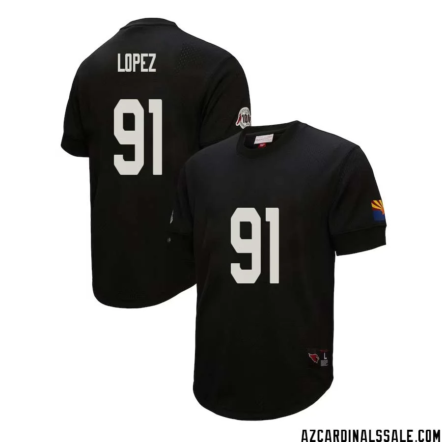 Roy Lopez No 91 Arizona Cardinals Mitchell Ness Retired Player Name Number Mesh Top Black 1