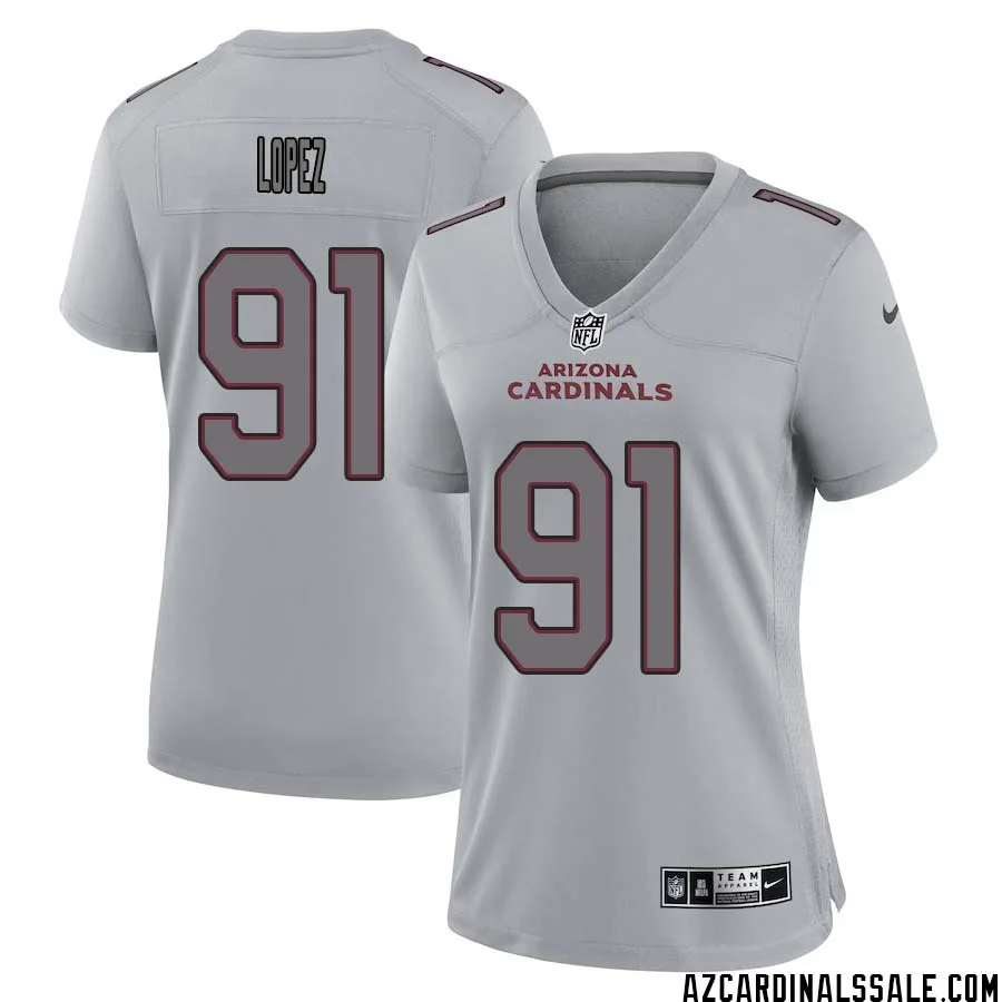 Roy Lopez No 91 Women Arizona Cardinals Gray Atmosphere Fashion Game Jersey