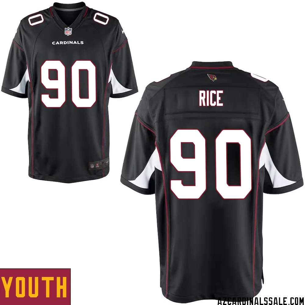 Simeon Rice No 90 Arizona Cardinals Black Alternate Game Jersey Cardinal for Youth 1