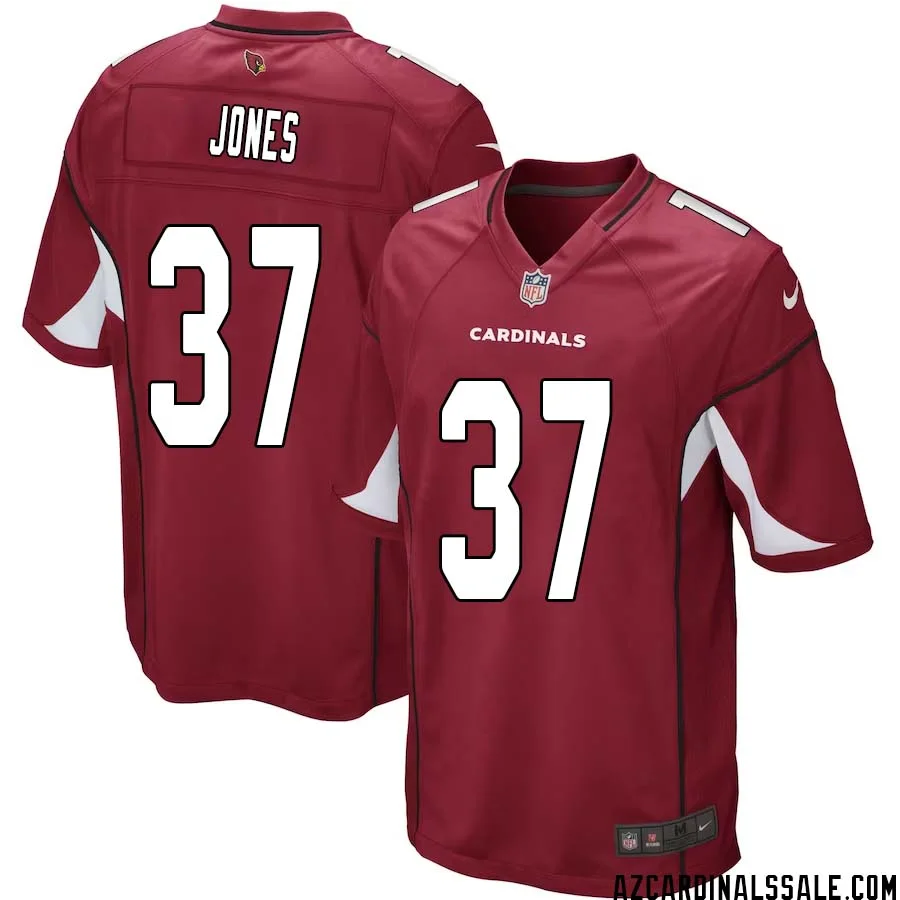 Tony Jones No 37 Arizona Cardinals Home Game Jersey Cardinal for Men