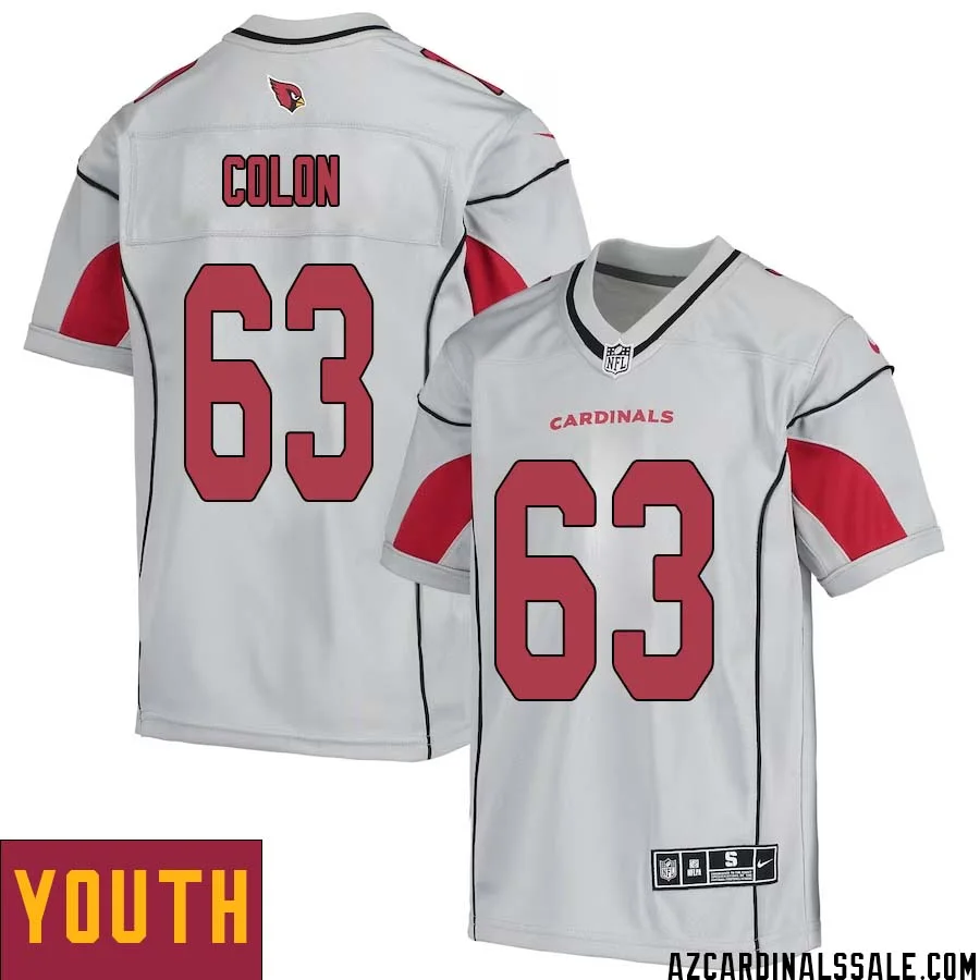 Trystan Colon No 63 Youth Silver Arizona Cardinals Inverted Legend Jersey