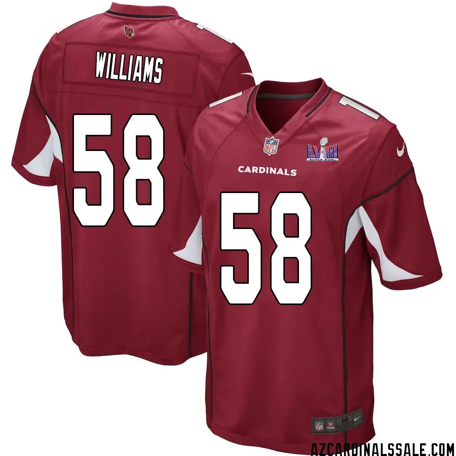 Tyreek Maddox Williams No 58 Arizona Cardinals Super Bowl LVIII Home Game Jersey Cardinal for Men 1