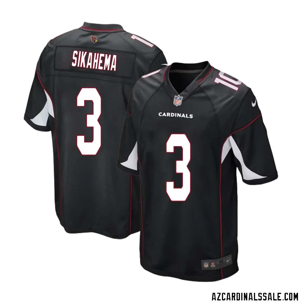 Vai Sikahema No 3 Arizona Cardinals Black Alternate Game Jersey Cardinal for Men 1