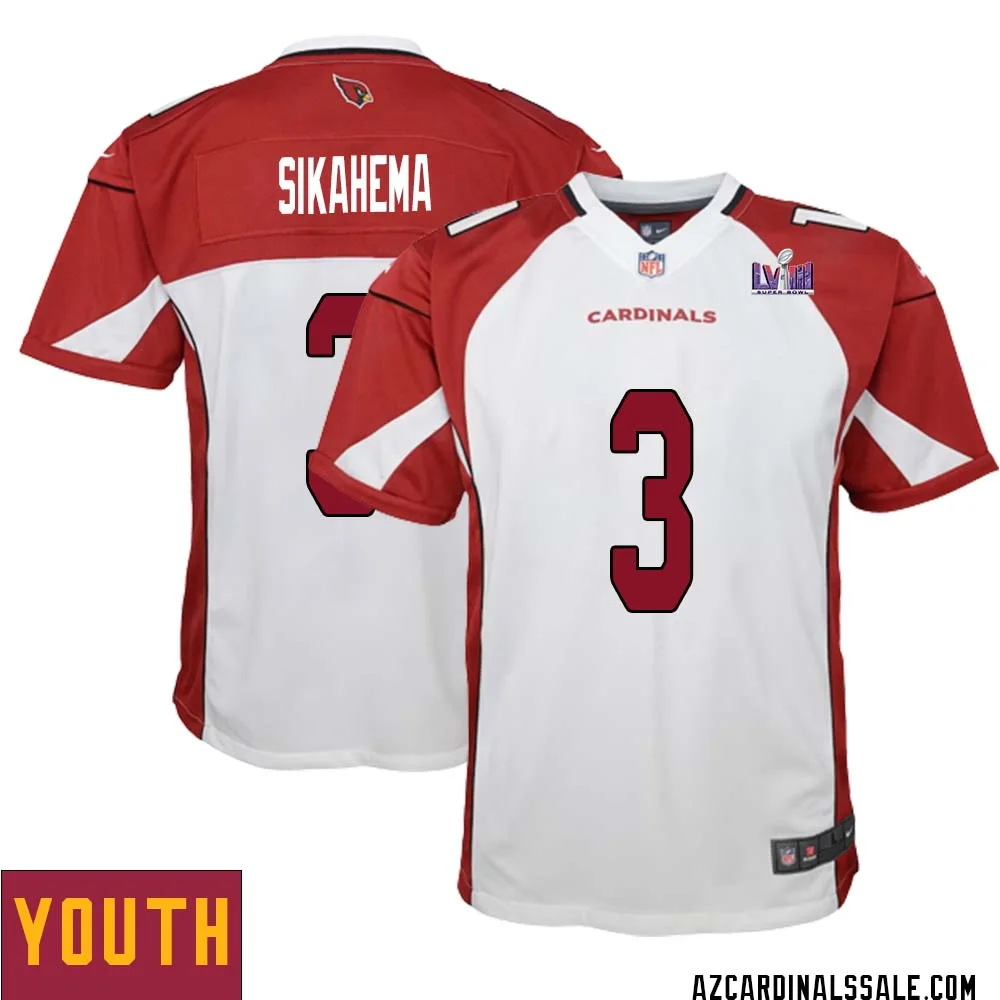 Vai Sikahema No 3 Arizona Cardinals Super Bowl LVIII Away Game Jersey Cardinal for Youth 1
