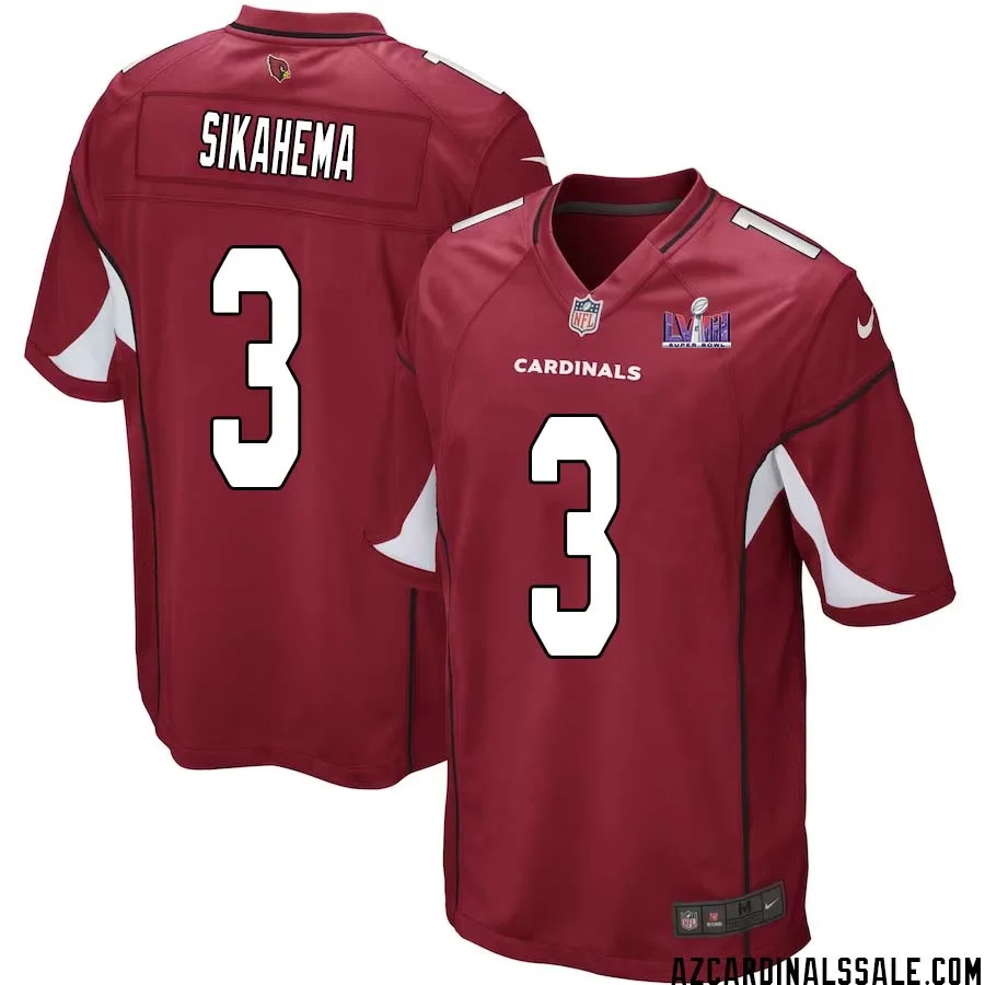 Vai Sikahema No 3 Arizona Cardinals Super Bowl LVIII Home Game Jersey Cardinal for Men 1