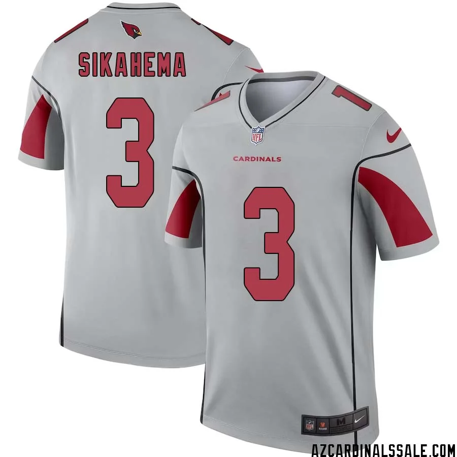 Vai Sikahema No 3 Men Silver Arizona Cardinals Inverted Legend Jersey