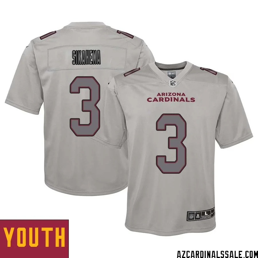 Vai Sikahema No 3 Youth Arizona Cardinals Gray Atmosphere Fashion Game Jersey
