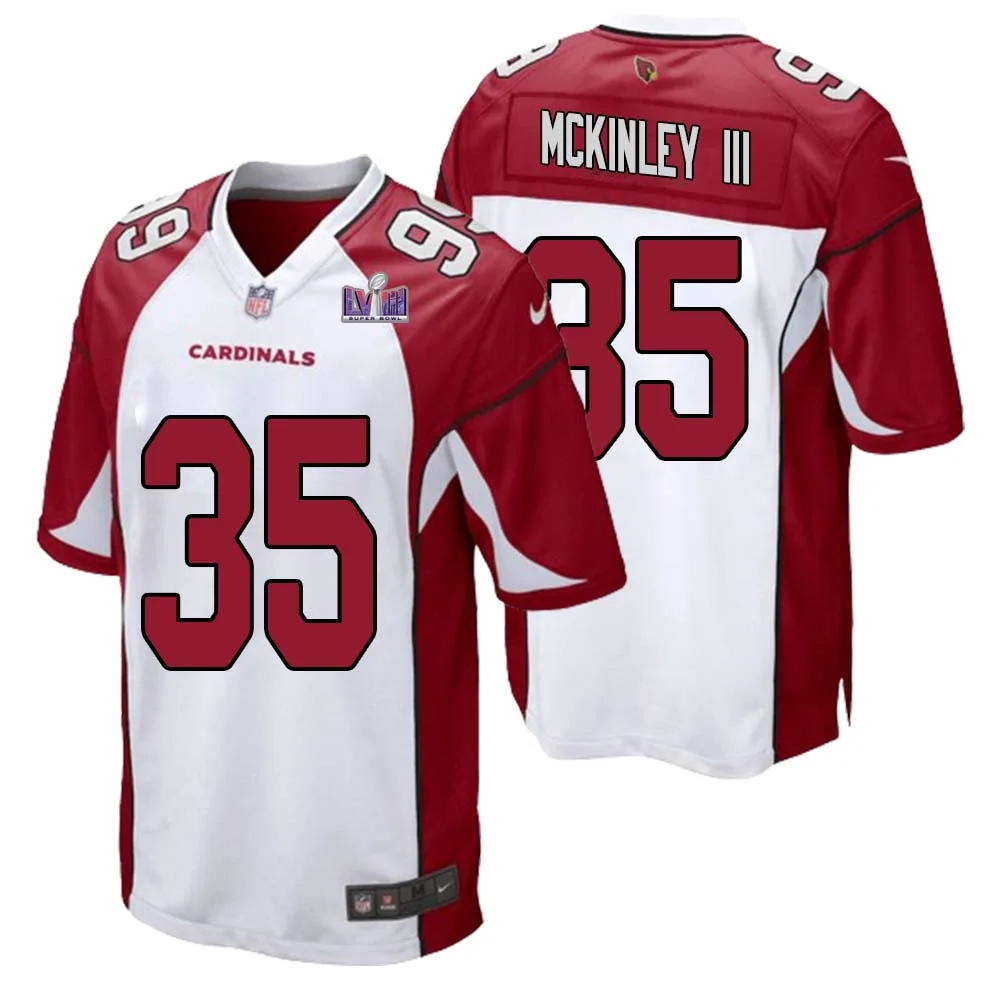 Verone McKinley III No 35 Arizona Cardinals Super Bowl LVIII Away Game Jersey Cardinal for Men