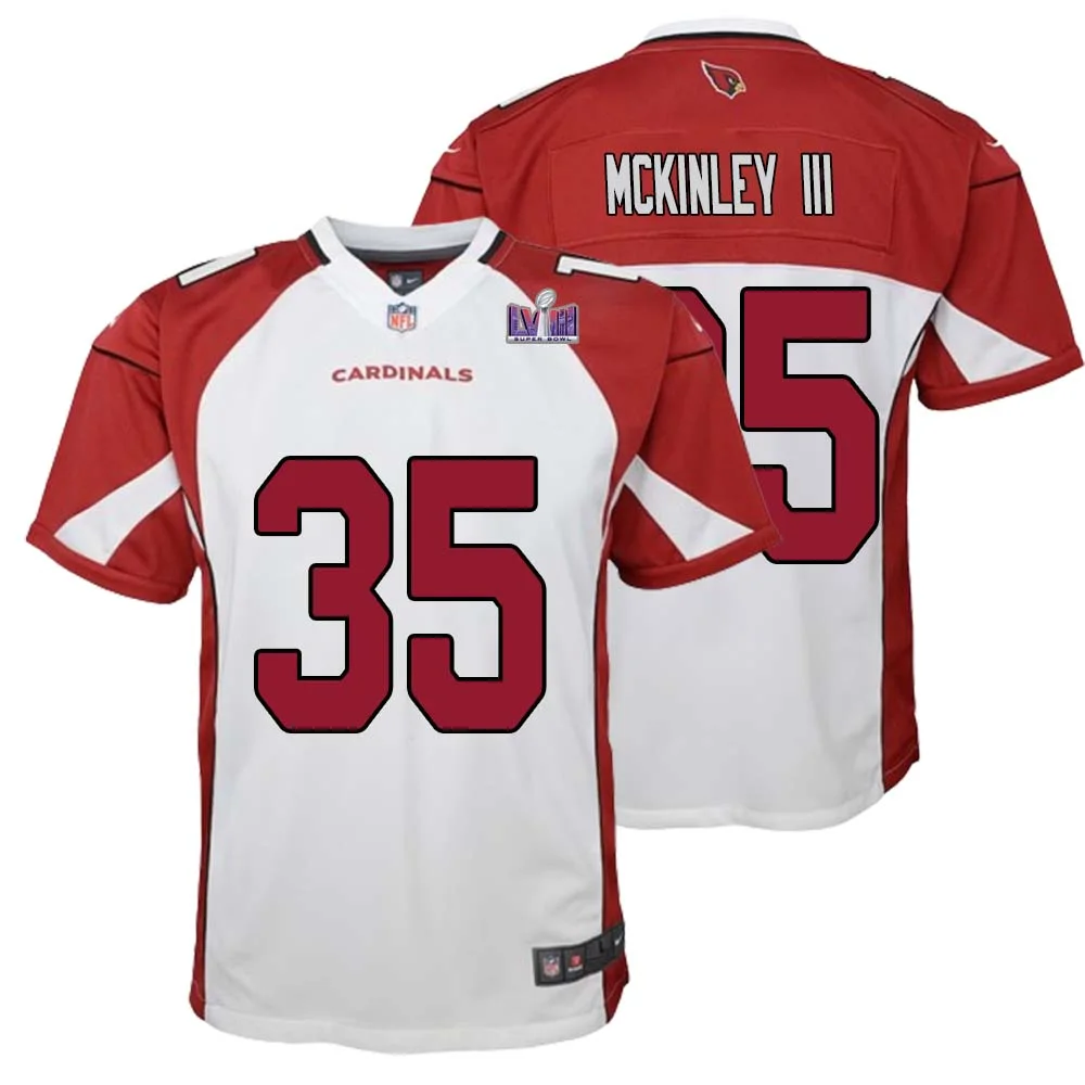 Verone McKinley III No 35 Arizona Cardinals Super Bowl LVIII Away Game Jersey Cardinal for Youth