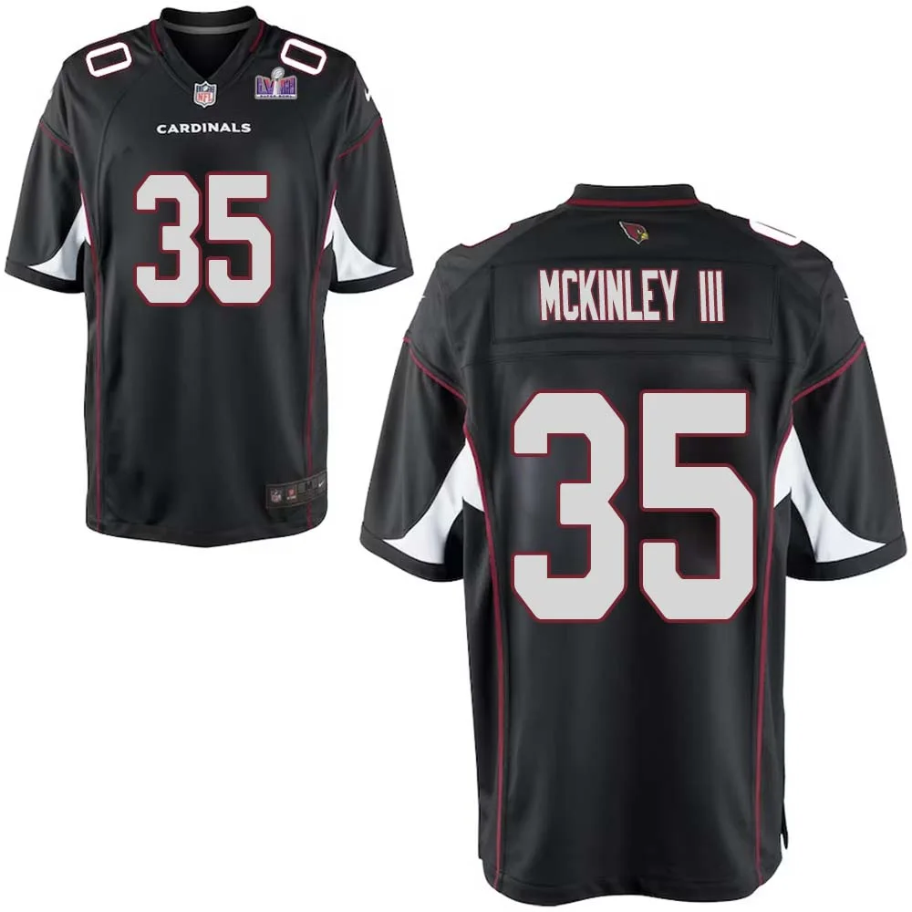 Verone McKinley III No 35 Arizona Cardinals Super Bowl LVIII Black Alternate Game Jersey Cardinal for Youth