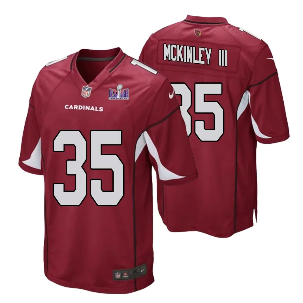Verone McKinley III No 35 Arizona Cardinals Super Bowl LVIII Home Game Jersey Cardinal for Men