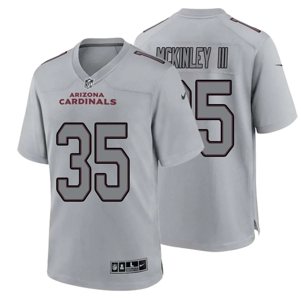 Verone McKinley III No 35 Men Arizona Cardinals Gray Atmosphere Fashion Game Jersey