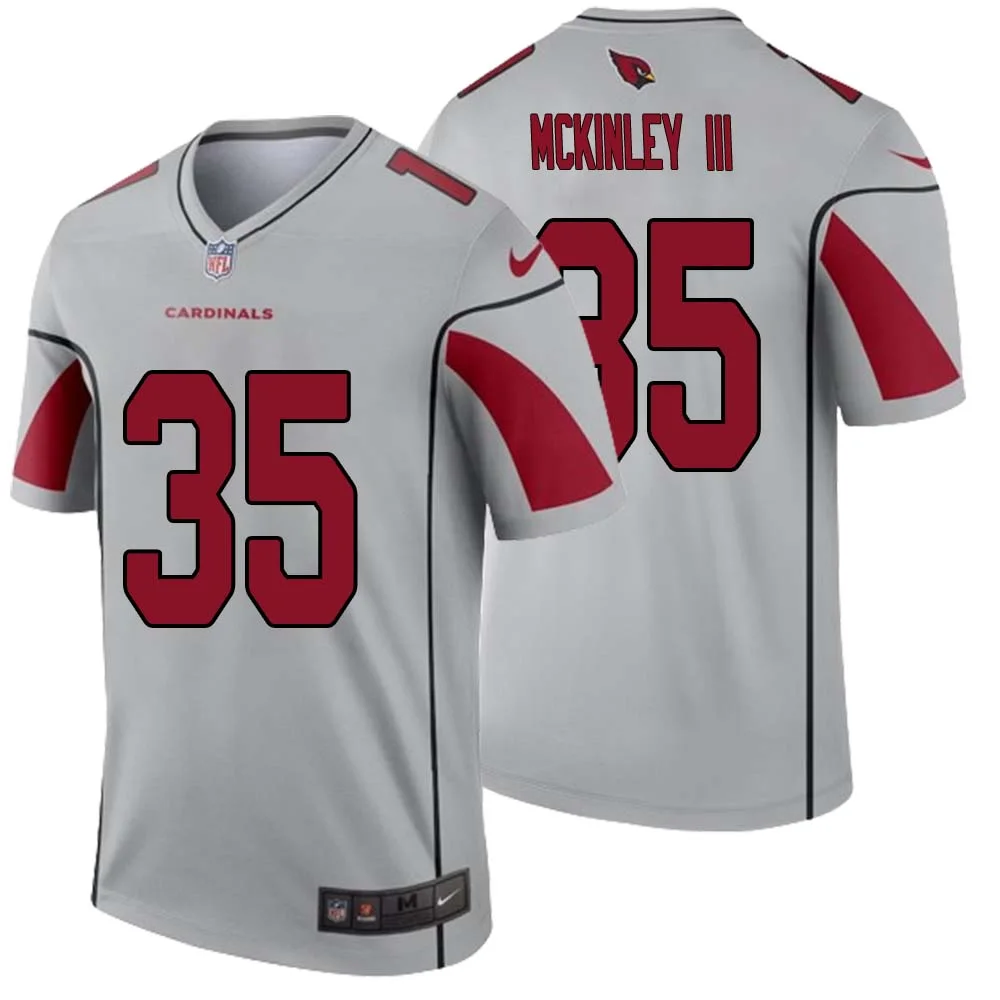 Verone McKinley III No 35 Men Silver Arizona Cardinals Inverted Legend Jersey