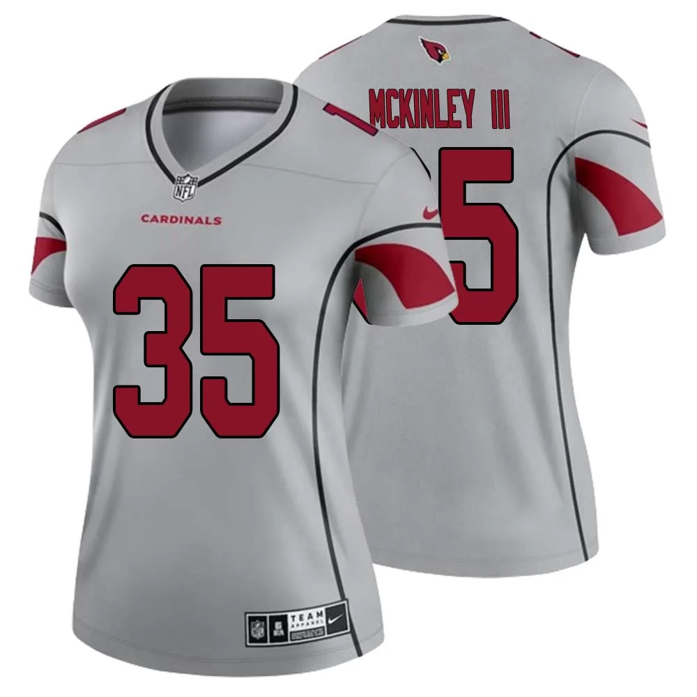 Verone McKinley III No 35 Women Silver Arizona Cardinals Inverted Legend Jersey
