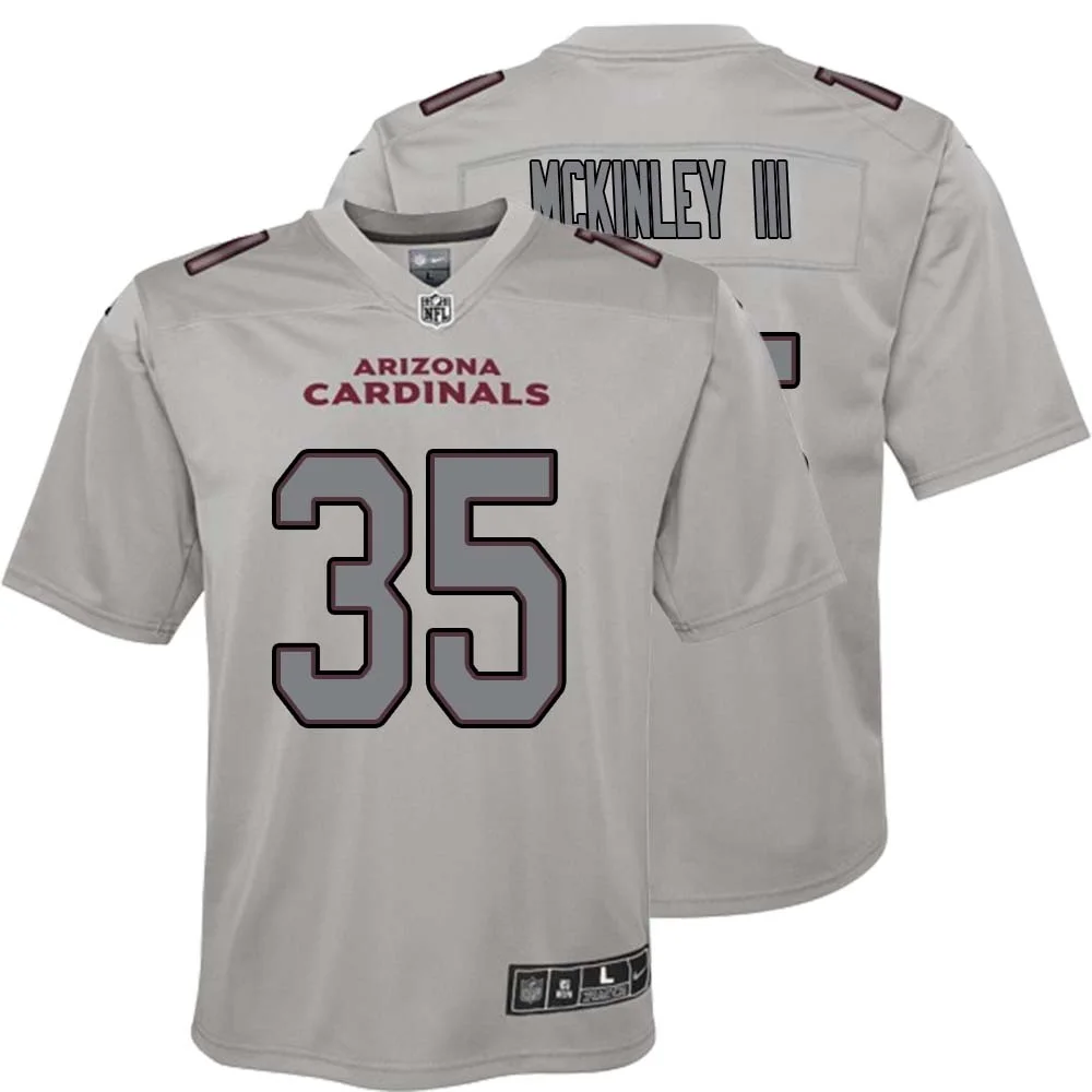 Verone McKinley III No 35 Youth Arizona Cardinals Gray Atmosphere Fashion Game Jersey
