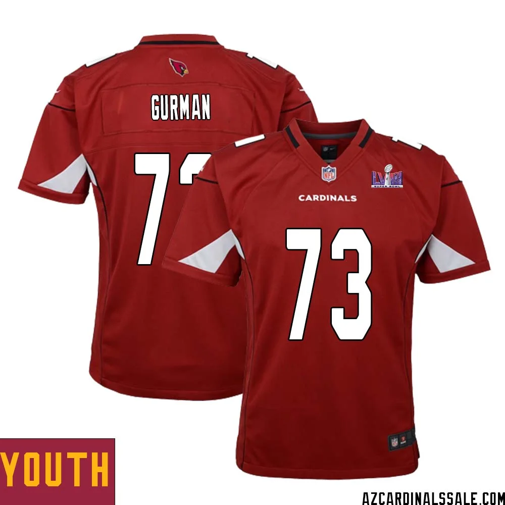 Vitaliy Gurman No 73 Arizona Cardinals Super Bowl LVIII Home Game Jersey Cardinal for Youth 1
