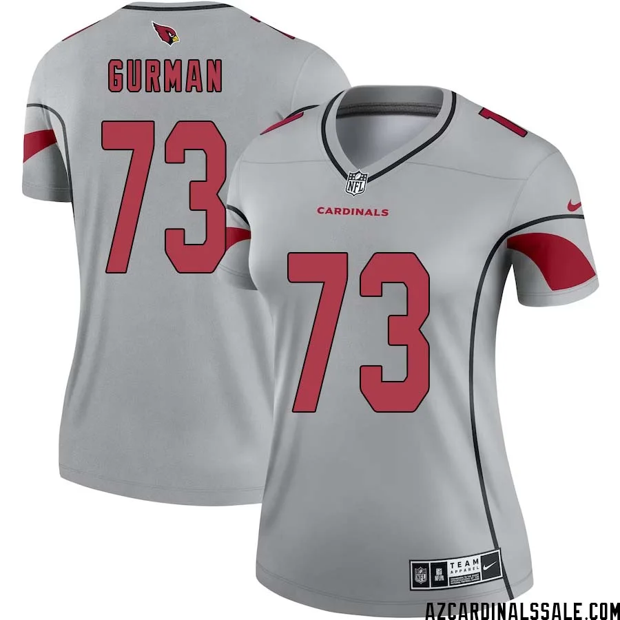 Vitaliy Gurman No 73 Women Silver Arizona Cardinals Inverted Legend Jersey