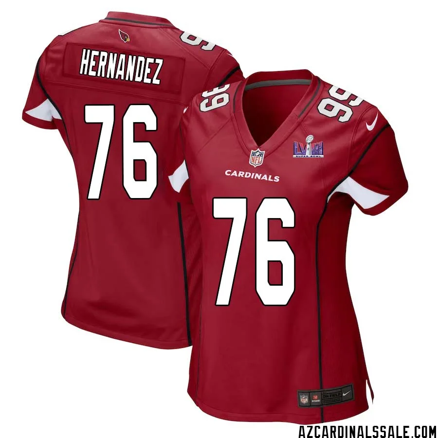 Will Hernandez No 76 Arizona Cardinals Super Bowl LVIII Home Game Jersey Cardinal for Women 1