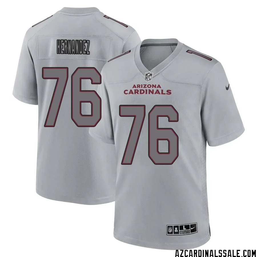 Will Hernandez No 76 Men Arizona Cardinals Gray Atmosphere Fashion Game Jersey 1