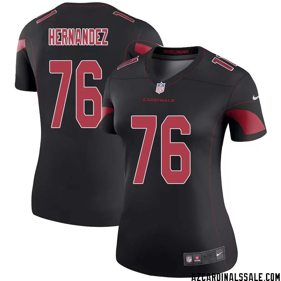Will Hernandez No 76 Women Black Arizona Cardinals Color Rush Vapor Limited Jersey 1