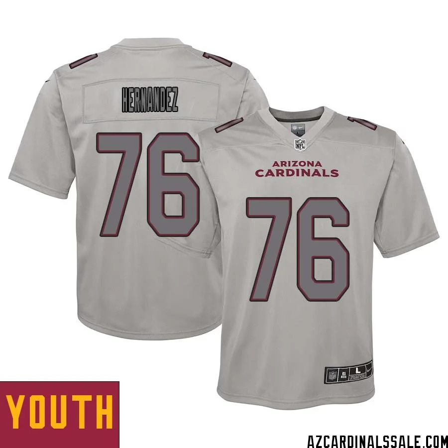 Will Hernandez No 76 Youth Arizona Cardinals Gray Atmosphere Fashion Game Jersey 1