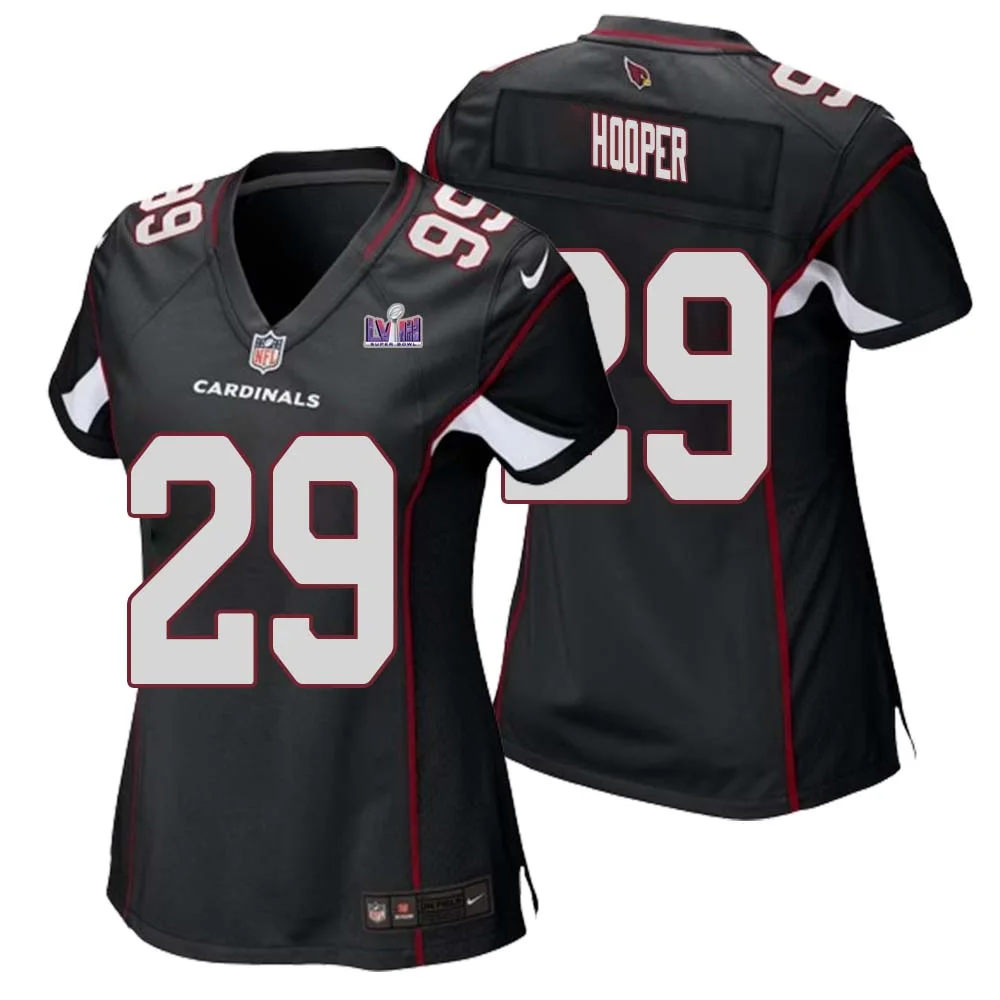 William Hooper No 29 Arizona Cardinals Super Bowl LVIII Black Alternate Game Jersey Cardinal for Women 1