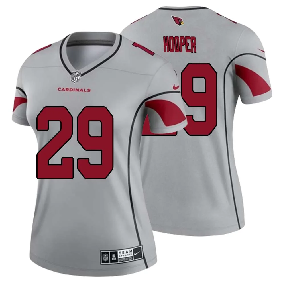 William Hooper No 29 Women Silver Arizona Cardinals Inverted Legend Jersey 1