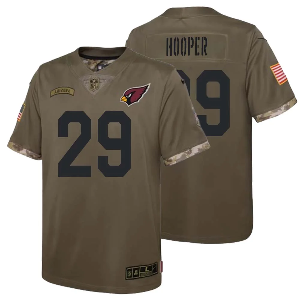 William Hooper No 29 Youth Arizona Cardinals Olive 2022 Salute To Service Limited Jersey 1