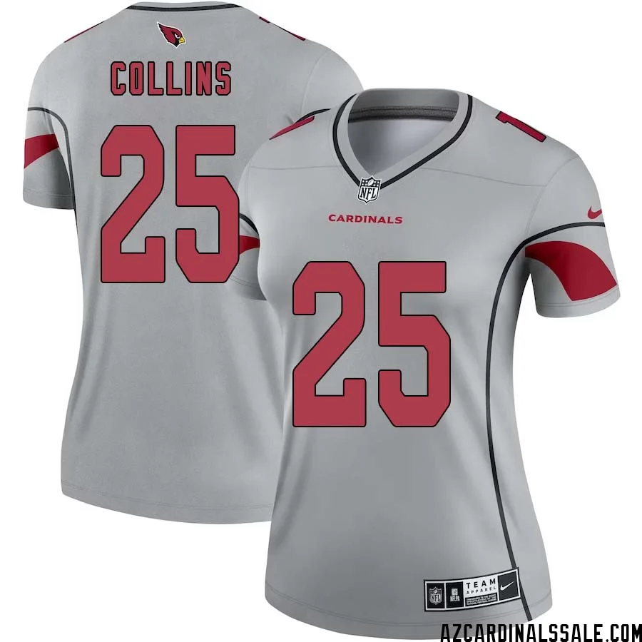Zaven Collins No 25 Women Silver Arizona Cardinals Inverted Legend Jersey 1
