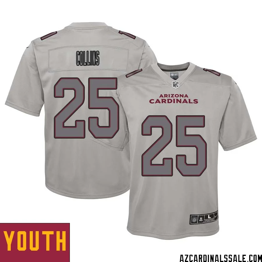 Zaven Collins No 25 Youth Arizona Cardinals Gray Atmosphere Fashion Game Jersey