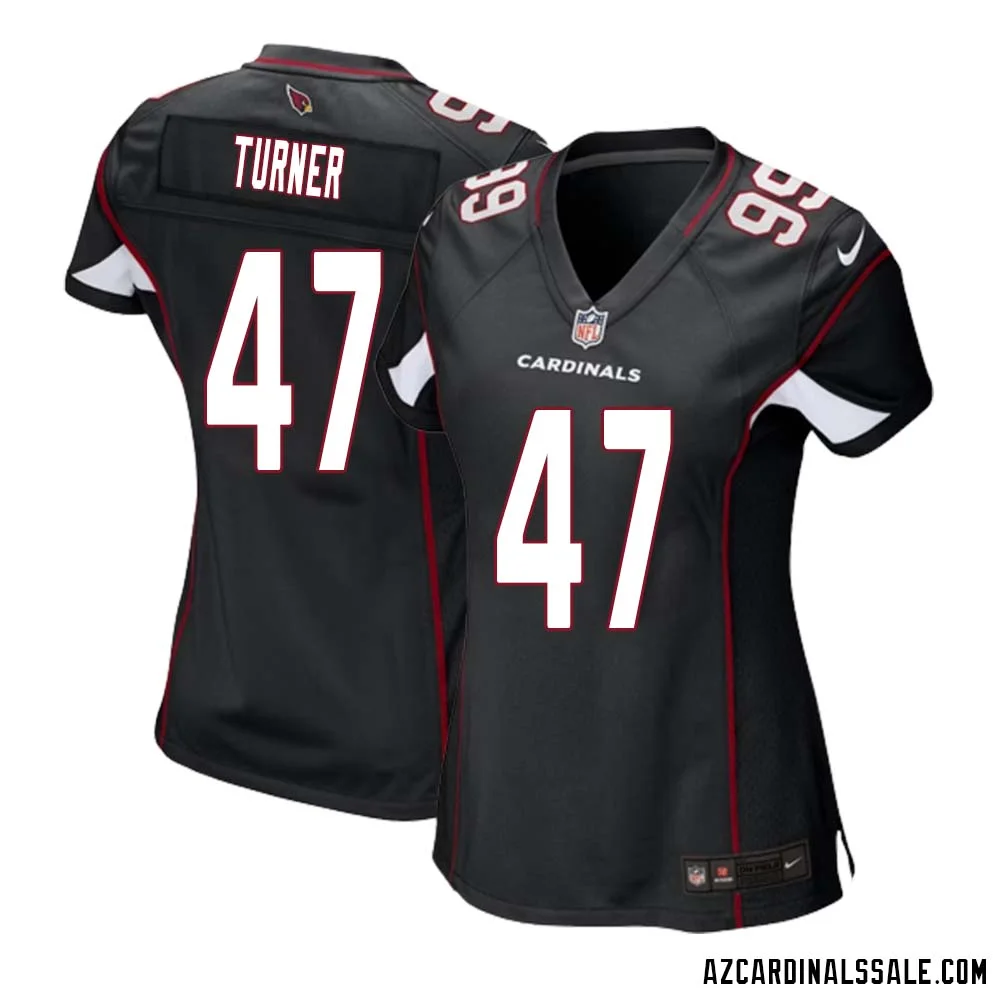Zeke Turner No 47 Arizona Cardinals Black Alternate Game Jersey Cardinal for Women 1