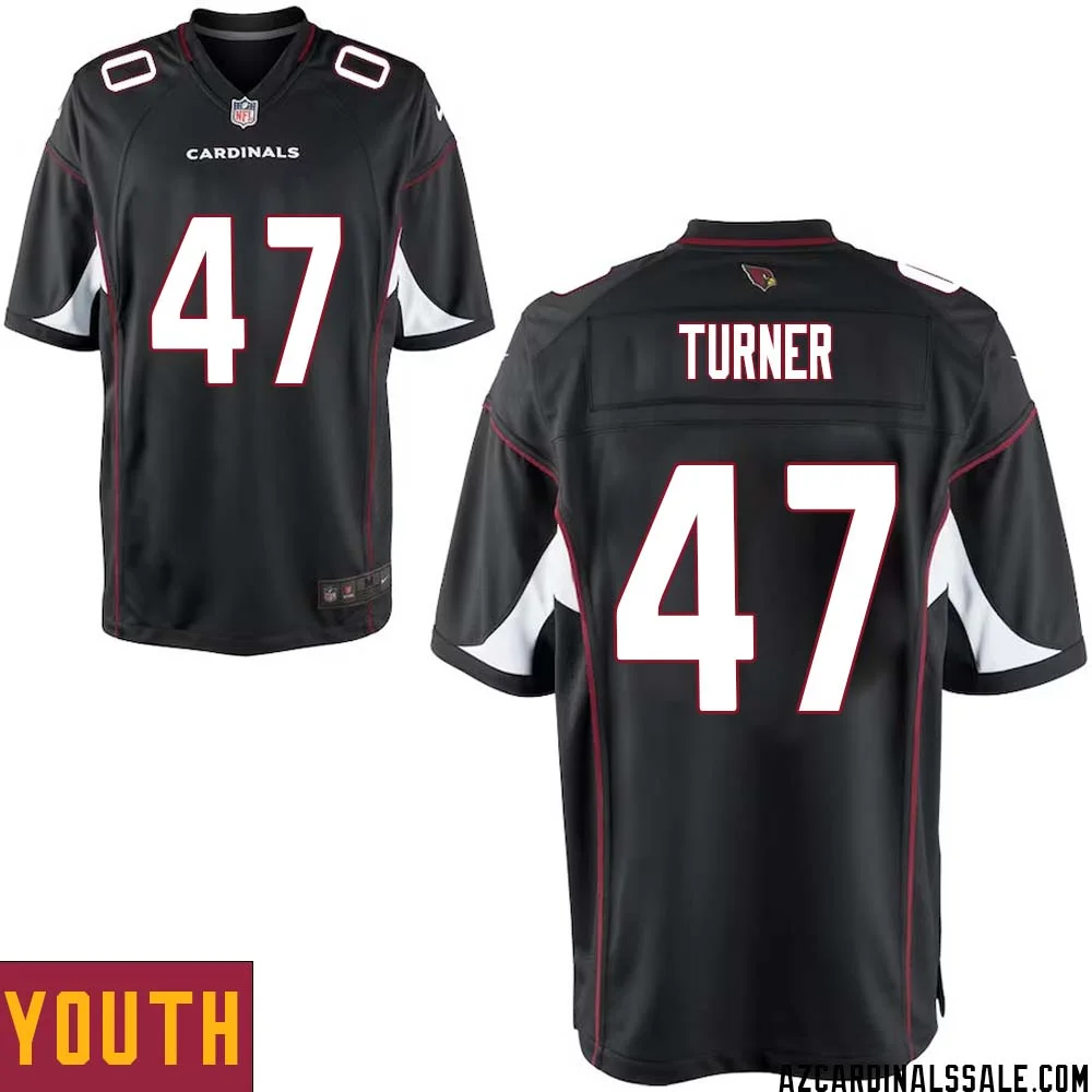 Zeke Turner No 47 Arizona Cardinals Black Alternate Game Jersey Cardinal for Youth 1