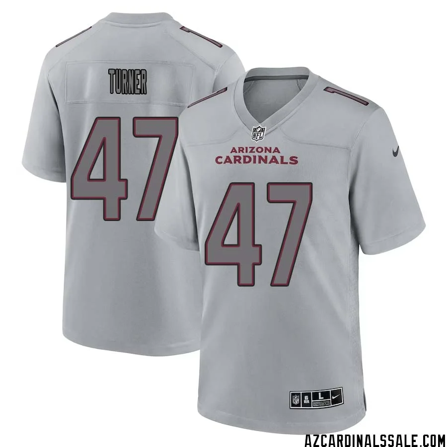 Zeke Turner No 47 Men Arizona Cardinals Gray Atmosphere Fashion Game Jersey