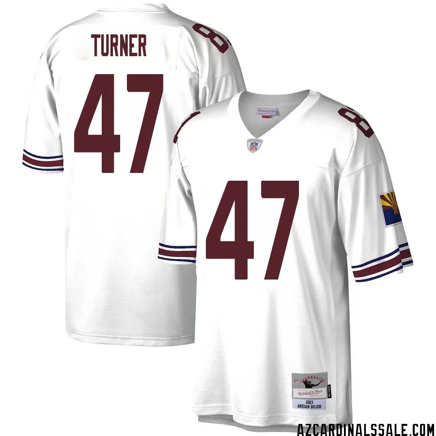 Zeke Turner No 47 Men Mitchell Ness White Arizona Cardinals Legacy Replica Jersey 1