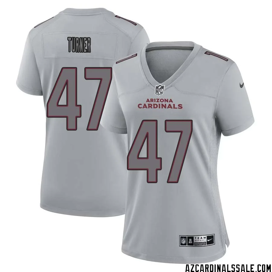 Zeke Turner No 47 Women Arizona Cardinals Gray Atmosphere Fashion Game Jersey 1