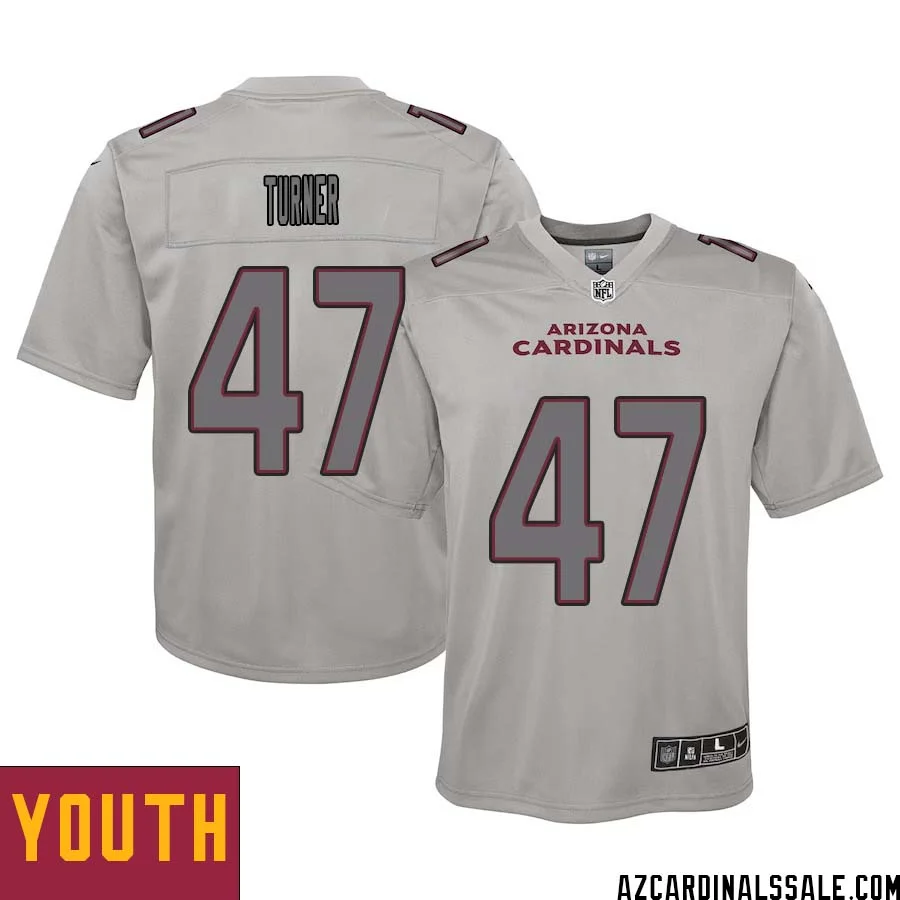 Zeke Turner No 47 Youth Arizona Cardinals Gray Atmosphere Fashion Game Jersey 1